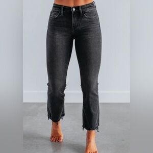 FLYING MONKEY Black Skinny Jeans Raw Shark Hem  mid rise Grunge